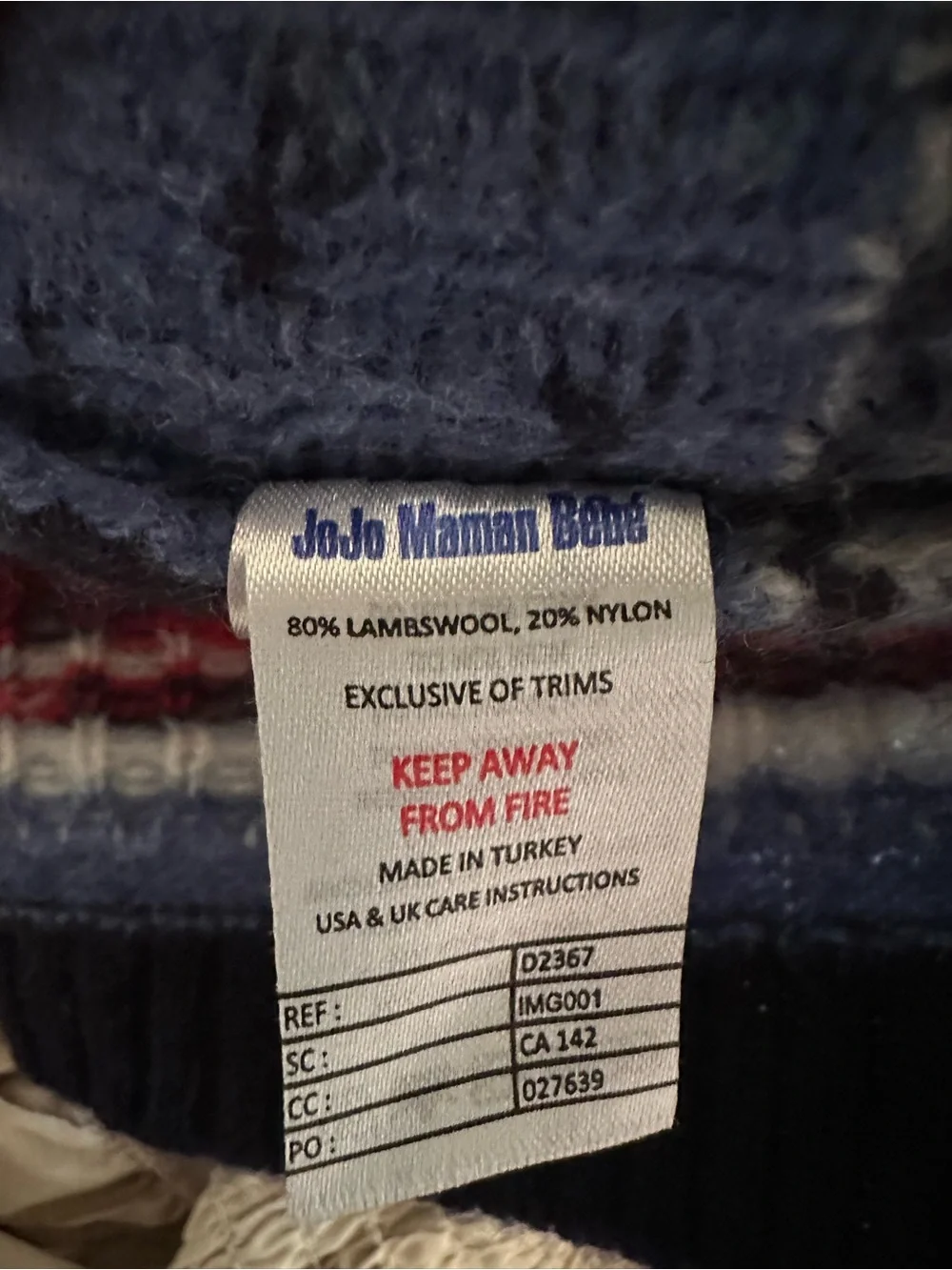 JoJo Maman Bébé Navy Lambswool Sailboat Fair Isle Sweater 3–4Y